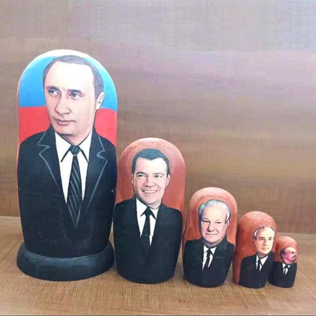 超安い ロシア直輸入 プーチン スターリン 5体入 歴代ロシア大統領マドリョーシカ 肉筆 置物