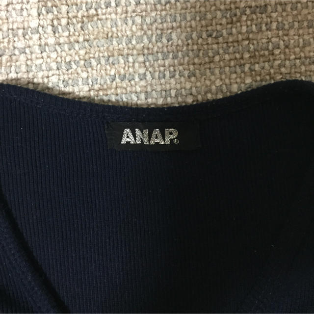 ANAP(アナップ)の652.アナップ☆リブ  ドットワンピース☆紺×白☆S程度 レディースのワンピース(ひざ丈ワンピース)の商品写真