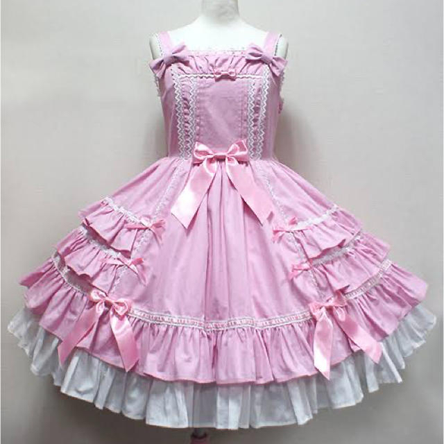 Angelic Pretty(アンジェリックプリティー)の  Angelicpretty♥お嬢様のクラシカルジャンパースカート♥ピンク レディースのワンピース(ひざ丈ワンピース)の商品写真