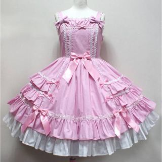 アンジェリックプリティー(Angelic Pretty)の  Angelicpretty♥お嬢様のクラシカルジャンパースカート♥ピンク(ひざ丈ワンピース)