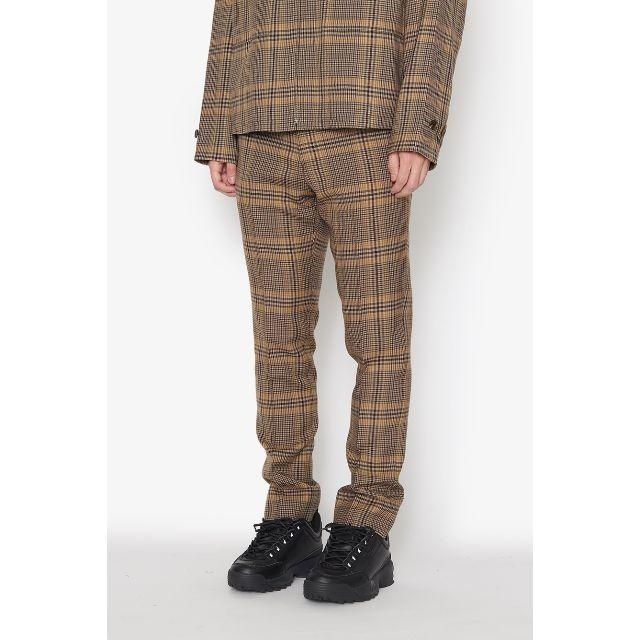 AURALEE WOOL SERGE CHECK NARROW SLACKS