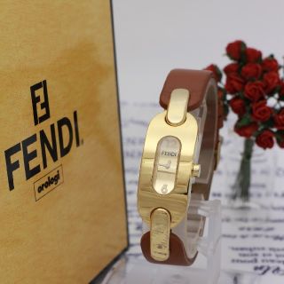 フェンディ(FENDI)の正規品【新品電池】FENDI 3400L/ゴールド 茶色 動作OK(腕時計)