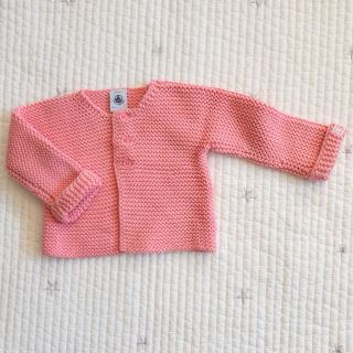 プチバトー(PETIT BATEAU)のプチバトー　ニットカーディガン　ピンク　6m コットン(カーディガン/ボレロ)