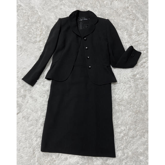 jun ashida(ジュンアシダ)のミス アシダ ブラック フォーマル ツーピース 美品 レディースのフォーマル/ドレス(礼服/喪服)の商品写真