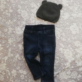 ベビーギャップ(babyGAP)のbabygapジェギングデニム80　h&mニット帽付き(パンツ)