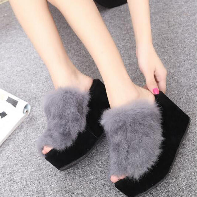 靴ノンスリップファッションファーサンダル/fur sandals/部屋履き  レディースの靴/シューズ(サンダル)の商品写真