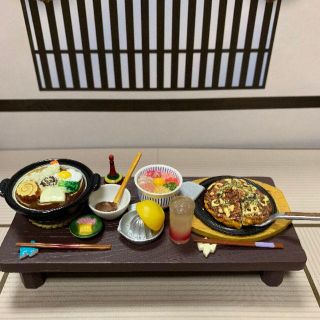 【リーメント】　和食日和「鍋焼きうどん＆お好み焼き」(ミニチュア)