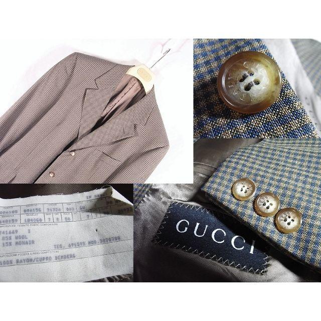 Gucci(グッチ)のゆうすけ様専用size50☆美品☆グッチ モヘア混３釦ジャケット チェック柄  メンズのジャケット/アウター(テーラードジャケット)の商品写真