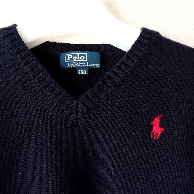 POLO RALPH LAUREN(ポロラルフローレン)の(保留)美品* ラルフローレン  * 長袖Vネックニット 100サイズ キッズ/ベビー/マタニティのキッズ服男の子用(90cm~)(ニット)の商品写真