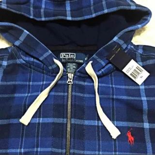 ポロラルフローレン(POLO RALPH LAUREN)の大きいサイズ新品POLOラルフローレン デニム風チェックパーカ(スウェット)