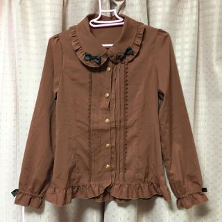 ユメテンボウ(夢展望)のリボン付きブラウス♡ブラウン(シャツ/ブラウス(長袖/七分))