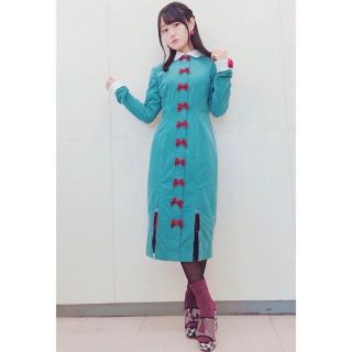 パメオポーズ(PAMEO POSE)のタグ付き新品★パメオポーズ Ribbon Call Dress ブルーチャイナ(ひざ丈ワンピース)