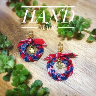 バンダナ編みイヤリング・ピアス(ピアス)