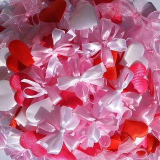 ◆ホワイト×ピンク◆ リボンシャワー 500枚(ウェディングドレス)