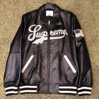 シュプリーム(Supreme)のuptown studded leather varsity jacket(レザージャケット)