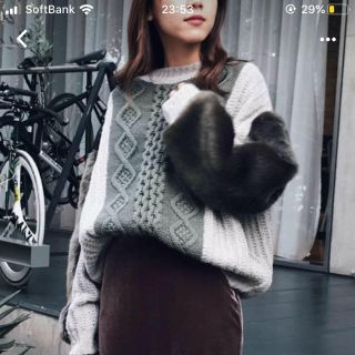 アメリヴィンテージ BRAID FUR KNIT ケーブル編み ファー ウール混