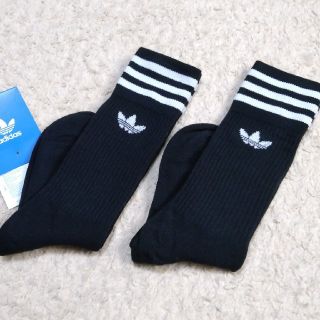 アディダス(adidas)の新品 22-24cm adidas originals 靴下 黒×黒 2足組(ソックス)