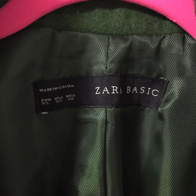 ZARA(ザラ)のzara basic グリーンコート レディースのジャケット/アウター(ロングコート)の商品写真