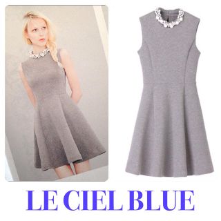 ルシェルブルー(LE CIEL BLEU)の最終値下げ！レア♡パールスゥェットドレス(ひざ丈ワンピース)