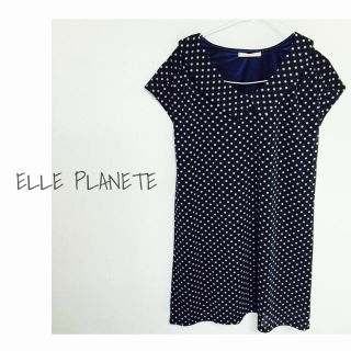 エル(ELLE)のELLE♡ドットシフォンワンピース(ひざ丈ワンピース)