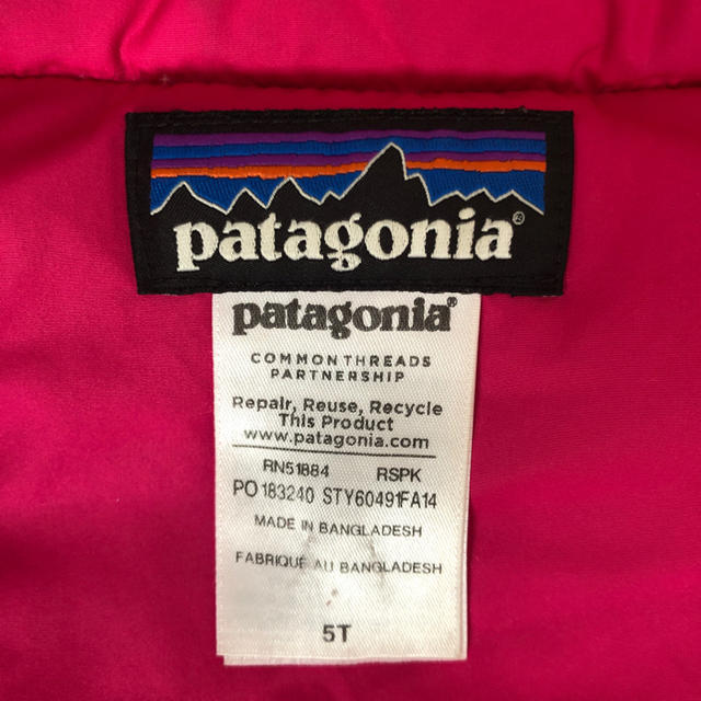 patagonia(パタゴニア)のピンク💖パタゴニア５Tダウン キッズ/ベビー/マタニティのキッズ服女の子用(90cm~)(ジャケット/上着)の商品写真