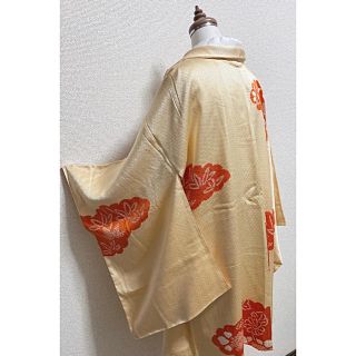 しつけ付き新品 高級品★現代物 正絹羽織り地紋入★絞り 疋田 椿 笹★呉服店購入(その他)