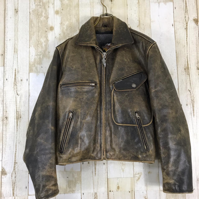 Harley Davidson(ハーレーダビッドソン)のハーレダビッドソン  HARLEY DAVIDSON 厚手レザージャケット メンズのジャケット/アウター(ライダースジャケット)の商品写真