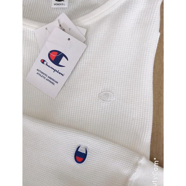 Champion(チャンピオン)の大人気！チャンピオン白サーマルロンT ワッフル Lサイズ レディースのトップス(Tシャツ(長袖/七分))の商品写真