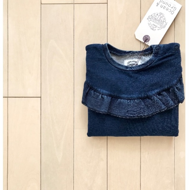 MARKEY'S(マーキーズ)の新品✦Ocean&Ground フリル デニム カットソー(95) キッズ/ベビー/マタニティのキッズ服女の子用(90cm~)(Tシャツ/カットソー)の商品写真