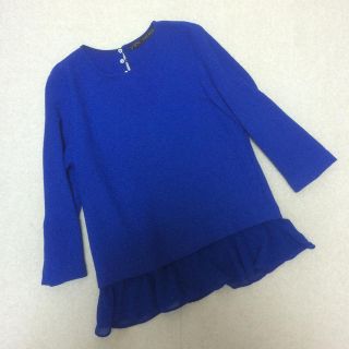 ザラ(ZARA)のZARA 裾シフォンフリルカットソー(カットソー(長袖/七分))