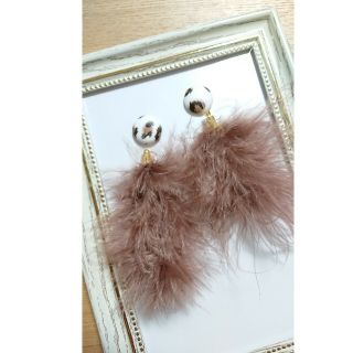 【もんちっち様専用】「ハンドメイド マラボーファーの秋冬ピアス✨イヤリング⑨」(ピアス)