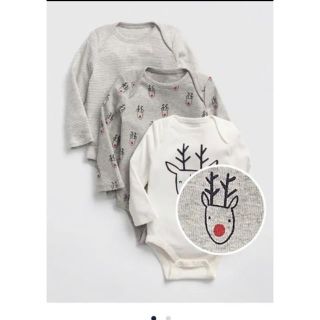 ベビーギャップ(babyGAP)の12/20限定価格！新品 GAP 長袖 ボディスーツ3枚セット 70cm(肌着/下着)