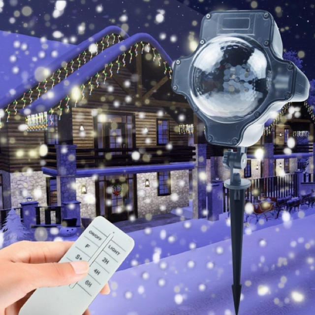 クリスマスプロジェクター　舞う雪を再現できるLEDライト　スノーフォールライト