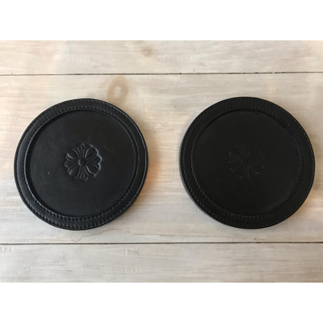 クロムハーツ CHプラス レザー コースター 2個セット ペア