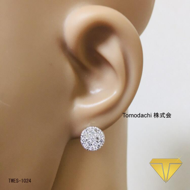 K18WG Round Diamond Stud イヤリング