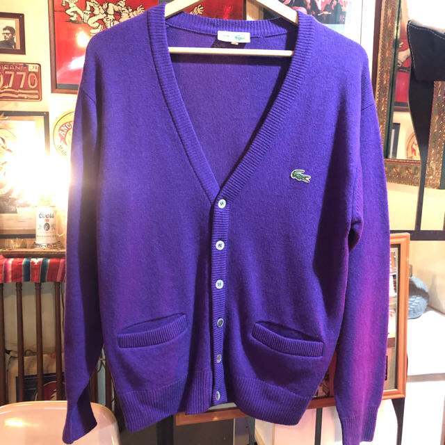 LACOSTE(ラコステ)のオールド　ラコステ　カーディガン  紫 メンズのトップス(カーディガン)の商品写真