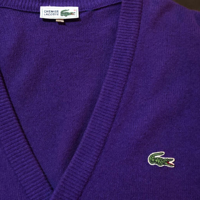 LACOSTE(ラコステ)のオールド　ラコステ　カーディガン  紫 メンズのトップス(カーディガン)の商品写真