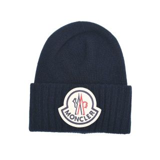 モンクレール(MONCLER)のMONCLER モンクレール ネイビーロゴニットキャップ　(ニット帽/ビーニー)