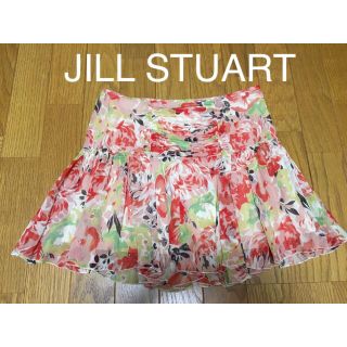 ジルスチュアート(JILLSTUART)の定価17000円程【美品】【シルク】ジルスチュアート フラワーシルクスカート♡赤(ミニスカート)