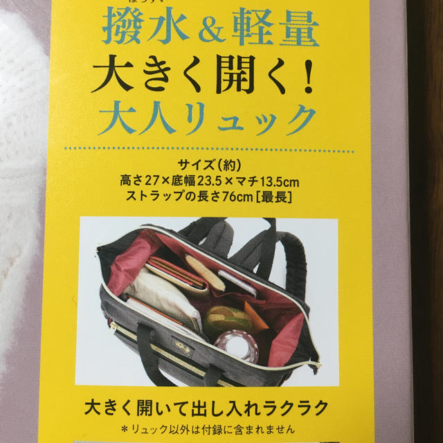 宝島社(タカラジマシャ)のリュック （大人のおしゃれ手帳 付録） レディースのバッグ(リュック/バックパック)の商品写真