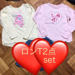 メゾピアノ(mezzo piano)の売切り価格 メゾピアノ カップケーキ いちご ロンT Tシャツ(Tシャツ/カットソー)