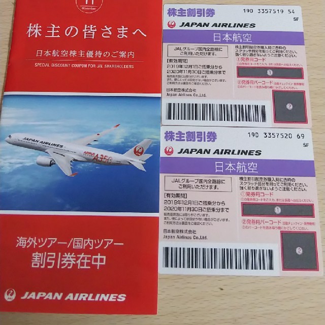 JAL株主割引券2枚 冊子
