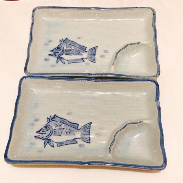 刺身皿 2枚セット 魚柄 青の通販 by ちひ's shop｜ラクマ