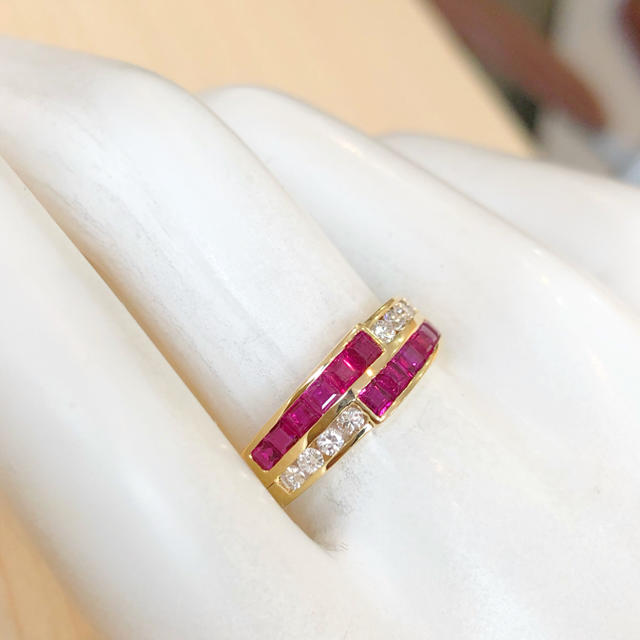 ✨華麗✨ルビー❣️ダイヤモンド K18 18金 リング 指輪 レディースのアクセサリー(リング(指輪))の商品写真