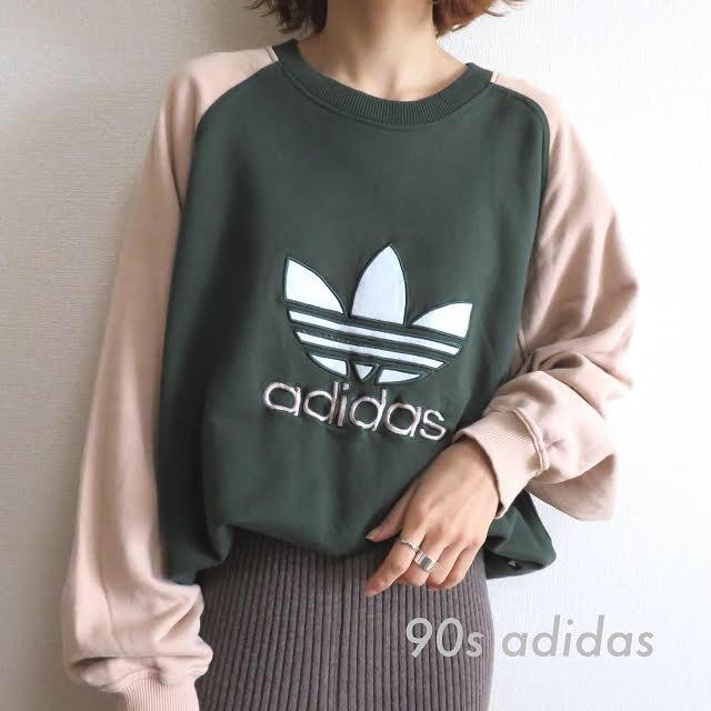 adidas(アディダス)の90s アディダス トレフォイル 刺繍 ラグラン スウェット トレーナー 古着 レディースのトップス(トレーナー/スウェット)の商品写真