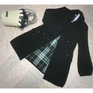 バーバリーブルーレーベル(BURBERRY BLUE LABEL)のクリーニング済！エビちゃん着用！雑誌掲載！　バーバリーブルーレーベコート　黒(ロングコート)