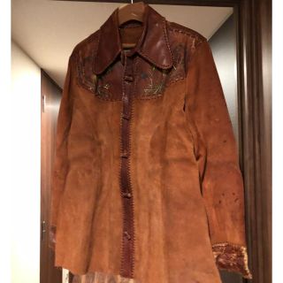 ビンテージ レザージャケット char チャー ヒッピー スエード 70s