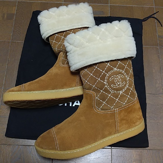 【広尾店】シャネル ロングブーツ スエード ボルドー size37【10376】