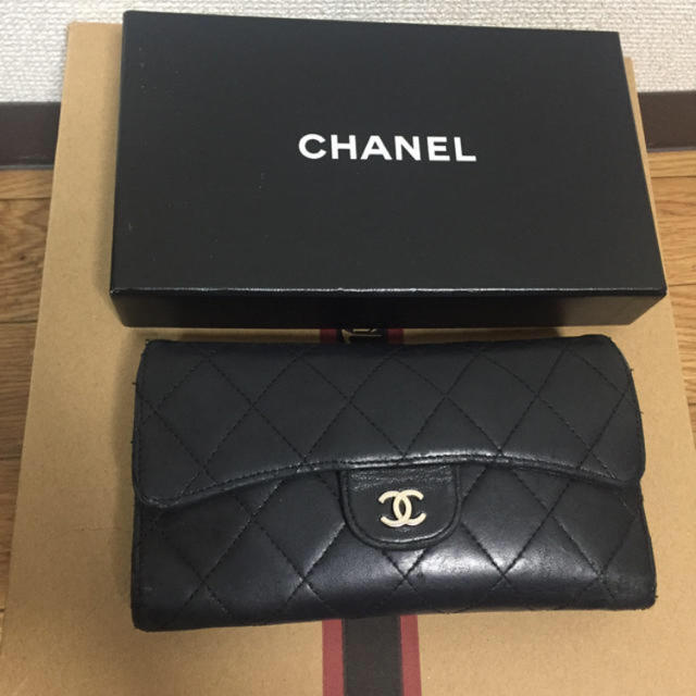 CHANEL 長財布 ラムスキン ブラック