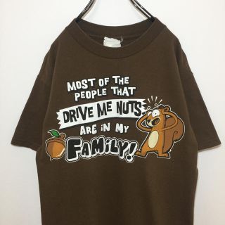 インポート 半袖 Tシャツ 茶色 S ビッグ プリント ロゴ USA製 古着(Tシャツ/カットソー(半袖/袖なし))